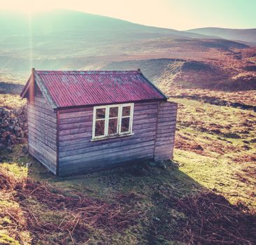 Rustic Wooden Cabin Or Bothy In The Scottish Wilderness