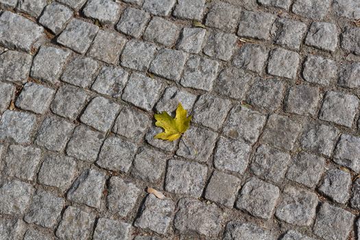 Photo of the old, dark stone pavement.