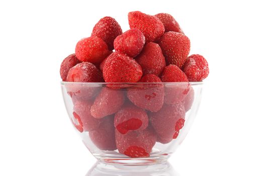 Natural fresh strawberries on a white background.