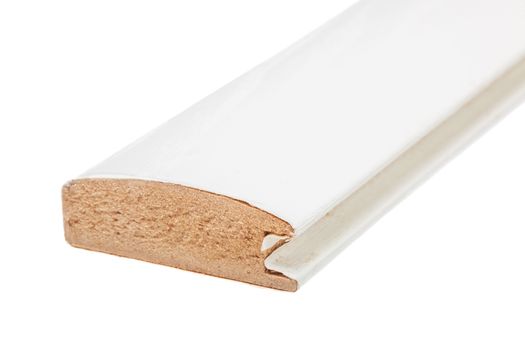 white long molding made of mdf, against white background