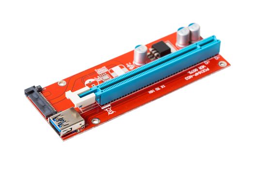 electronic microcircuit close-up on white isolated background