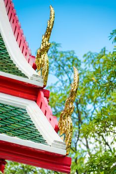 decorative elements of Thai architecture, detail of a roof close up