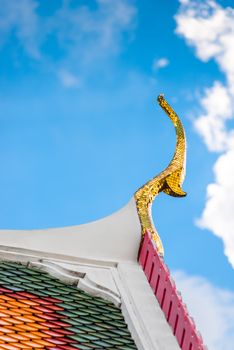 beautiful building decoration on a sky background detail of a roof close-up