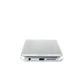 White silver smartphone bottom isolated