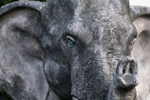 close up of elephant sculpture eye