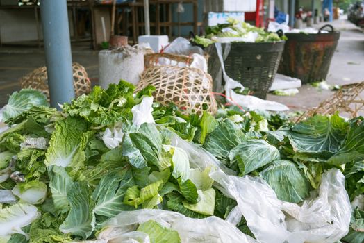 dump of vegetable waste in the fresh market