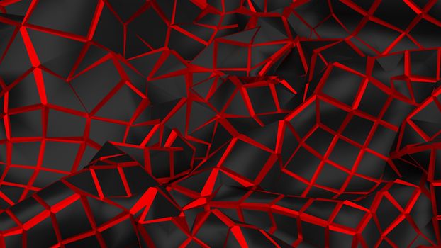 3D Illustration Abstract Black Background with Glare and with the Red