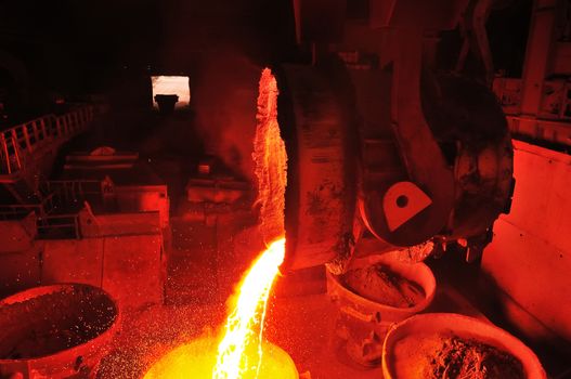 heavy industry metallurgical plant produces steel