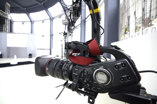 View on a TV studio behind camera