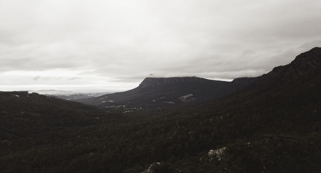 View on top of Mount Roland in Tasmania during the day.