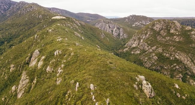 View on top of Mount Roland in Tasmania during the day.