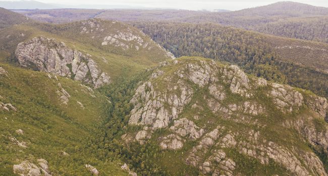 View on top of Mount Roland in Tasmania during the day.