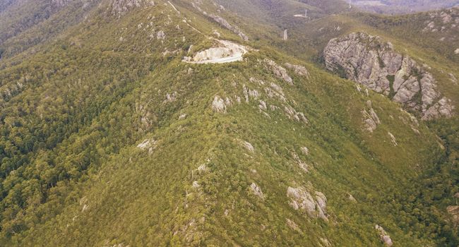 View on top of Mount Roland in Tasmania during the day.