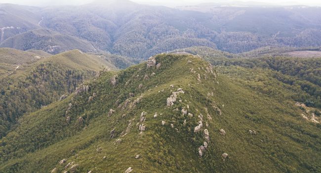 View on top of Mount Roland in Tasmania during the day.