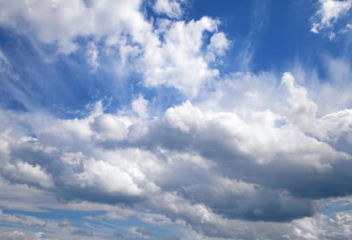 Blue sky with white clouds, wide angle