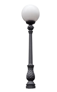 An old street lamppost isolated over white
