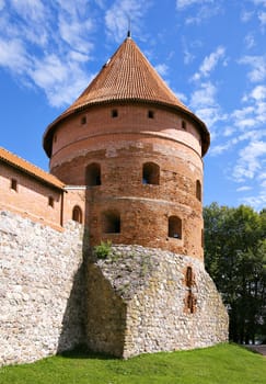 Tower of the medieval Trakai Castle, near Vilnius, Lithuania