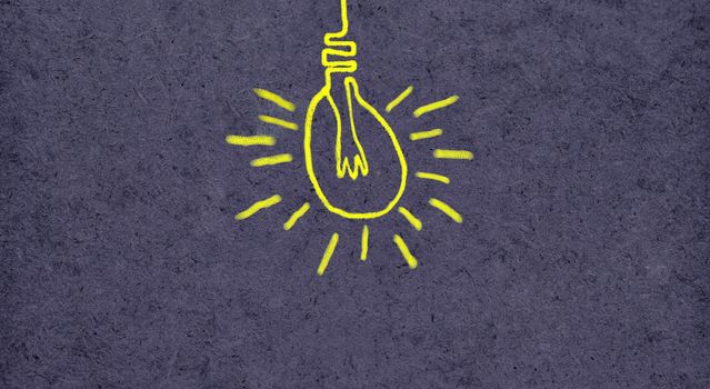 Easy brush paint on gray background. Cute light bulb idea