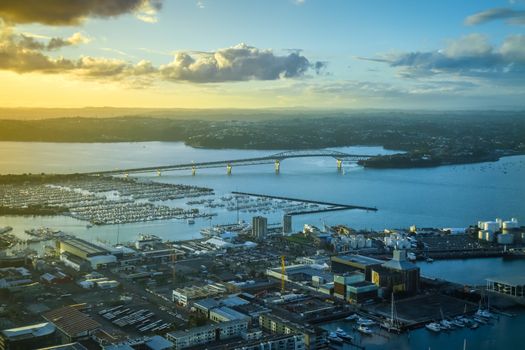 Auckland city center aerial view, New Zealand