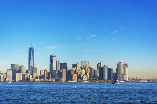 New York landscape skyline viewed from Liberty island