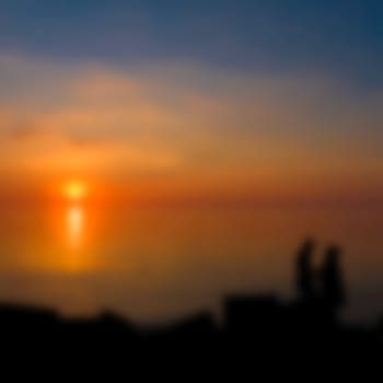 Gold sunset - soft lens bokeh image. Defocused background