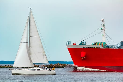 Red tanker. Toxic substances and petroleum products transfer