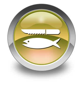 Icon, Button, Pictogram with Fish Cleaning symbol