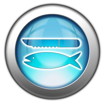 Icon, Button, Pictogram with Fish Cleaning symbol