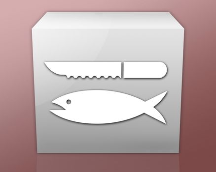 Icon, Button, Pictogram with Fish Cleaning symbol