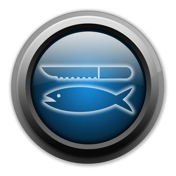 Icon, Button, Pictogram with Fish Cleaning symbol