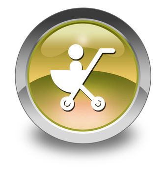 Icon, Button, Pictogram with Stroller symbol