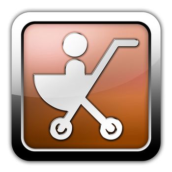 Icon, Button, Pictogram with Stroller symbol
