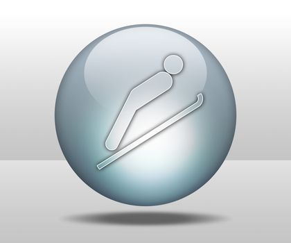 Icon, Button, Pictogram with Ski Jumping symbol