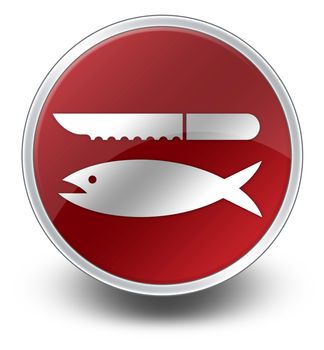 Icon, Button, Pictogram with Fish Cleaning symbol