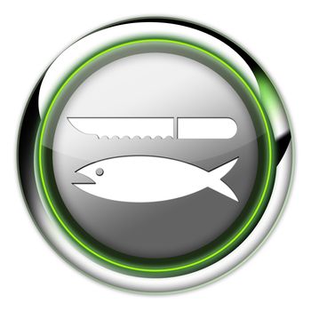 Icon, Button, Pictogram with Fish Cleaning symbol