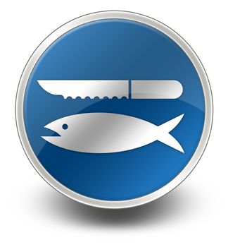 Icon, Button, Pictogram with Fish Cleaning symbol