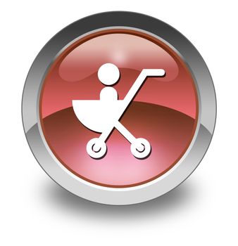 Icon, Button, Pictogram with Stroller symbol