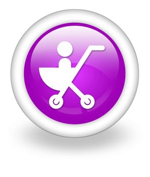 Icon, Button, Pictogram with Stroller symbol