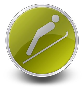 Icon, Button, Pictogram with Ski Jumping symbol