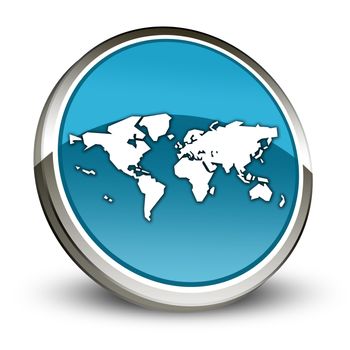 Icon, Button, Pictogram with World Map symbol