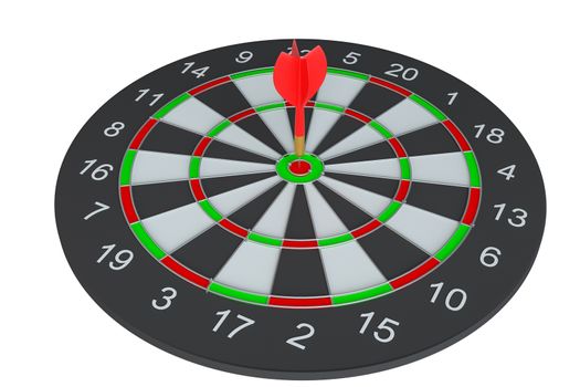 Target dart with arrow. 3d illustration. Isolated on white