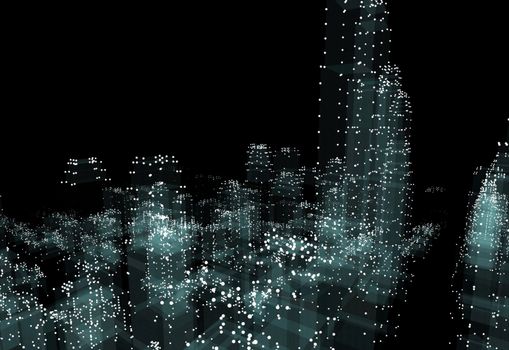 Cityscape futuristic 3d city neon light. 3d illustration. Black background