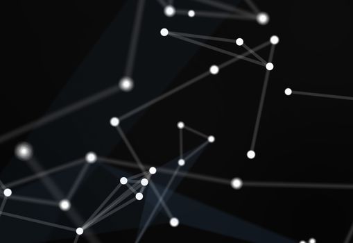 Image of abstract connected dots on black background. Technology concept. 3d illustration