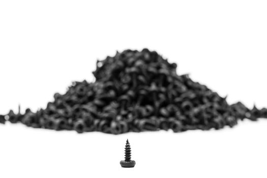 group of black screws for fixing metal profiles