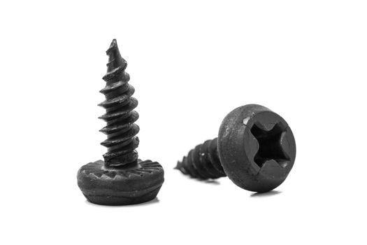 two black screws for fixing metal profiles