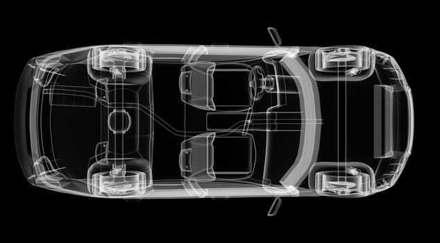 3d rendering of a brandless generic car. 3d illustration