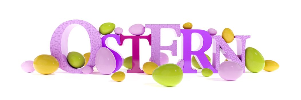 3d illustration of the word easter in german language