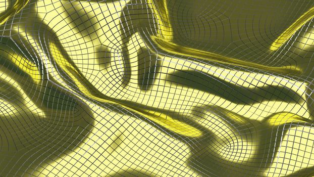 3D Illustration Abstract Golden Background with Glare and Silver