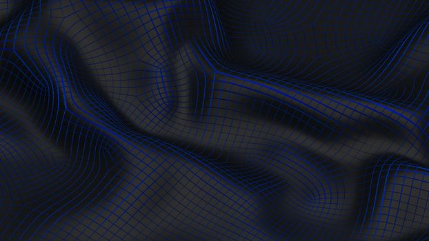 3D Illustration Abstract Black Background with Glare and with the Blue