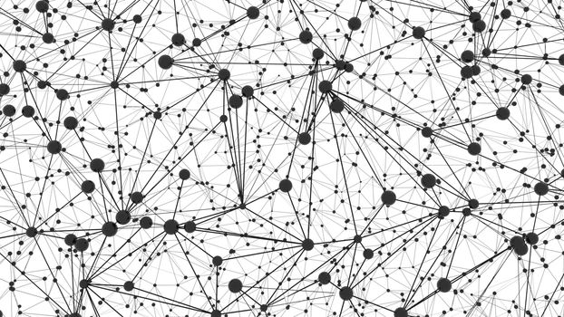 Global network connections with points and lines. Wireframe 3d illustration